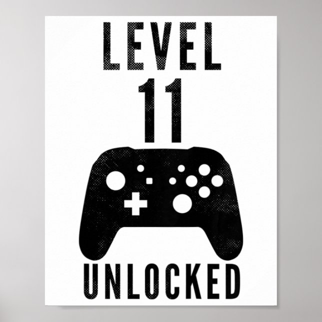 Kids 11 Year Old Birthday Gamer Level 11 Unlocked  Poster (Front)
