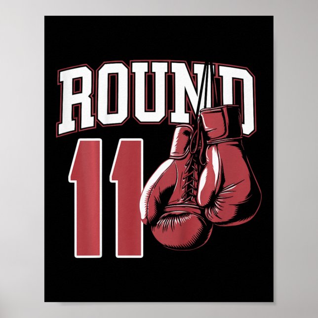 Kids 11 Year Old Boxer Bday Party 11th Birthday Bo Poster (Front)