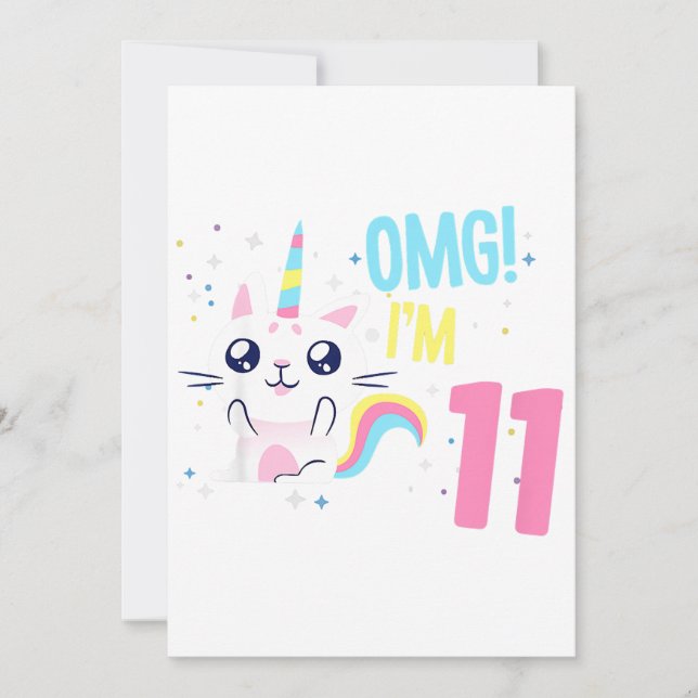 Kids 11 Year Old Girl Birthday Outfit Gift Unicorn Announcement (Front)