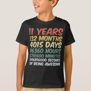 Kids 11 Years Old 132 Months Birthday T-Shirt