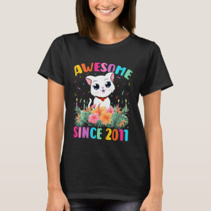 Kids 11 Years Old Cat Awesome Since 2011 11th Birt T-Shirt