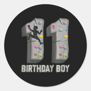 Kids 11 Years Old Rock Climbing 11th Birthday Adve Classic Round Sticker