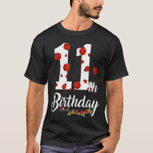 Kids 11th Birthday 11 Years Old Ladybugs Family Ma T-Shirt