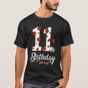 Kids 11th Birthday 11 Years Old Ladybugs Family Ma T-Shirt