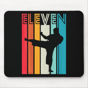 Kids 11th Birthday Gift Karate Retro Taekwondo Mar Mouse Pad