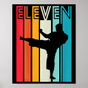 Kids 11th Birthday Gift Karate Retro Taekwondo Mar Poster