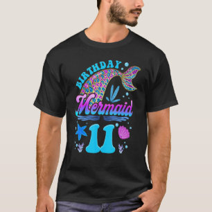 Kids 11th Birthday Mermaid 11 Years Old Theme Part T-Shirt