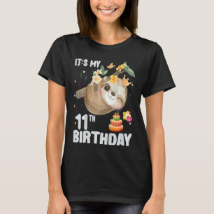 Kids 11th Birthday Sloth Girl Party Cute Sloth 11 T-Shirt