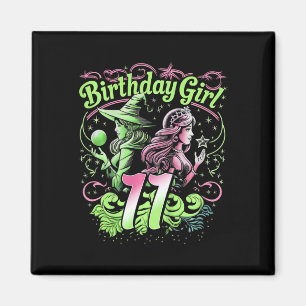 Kids 11th Birthday Witch Pink And Green 11 Year Ol Magnet