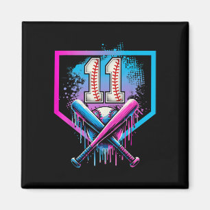 Kids 11th Bysebyll Birthday Party Boy Sport Fan 11 Magnet