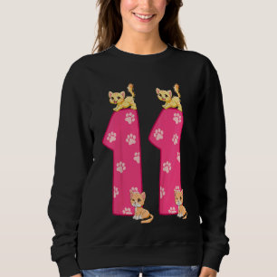 Kids 11th Cat Birthday Celebrant 11 Year Old Kitte Sweatshirt