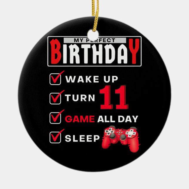 Kids 11th Perfect Birthday Gaming 11 Years Old Ceramic Ornament (Front)