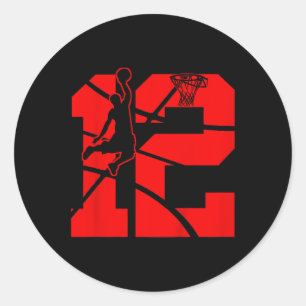 Kids 12 Year Old 12th Basketball Birthday PartyThe Classic Round Sticker