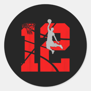 Kids 12 Year Old 12th Basketball Birthday PartyThe Classic Round Sticker