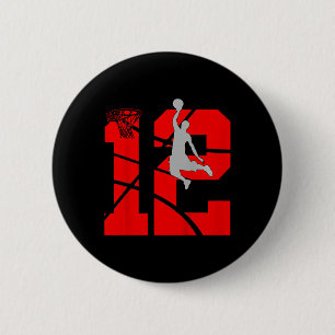 Kids 12 Year Old 12th Bysketbyll Birthday Partythe 6 Cm Round Badge