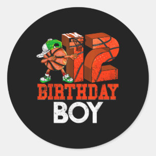 Kids 12 Year Old Basketball Dabbing 12th Birthday Classic Round Sticker