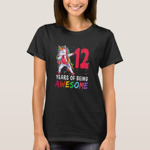 Kids 12 Year Old Girls Teens Dabbing Unicorn 12th T-Shirt