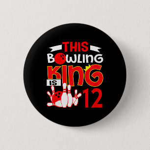 Kids 12th Birthday Graphic - This Bowling King Is  6 Cm Round Badge