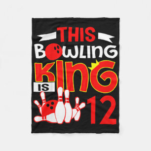 Kids 12th Birthday Graphic - This Bowling King Is Fleece Blanket