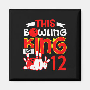 Kids 12th Birthday Graphic - This Bowling King Is Magnet
