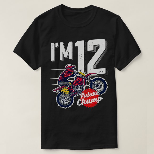 Kids 12th Birthday Motor Cross, Dirt Bike, Future  T-Shirt (Design Front)
