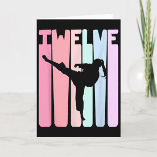 Kids 12th Birthday Retro Taekwondo Karate Girls 12 Card
