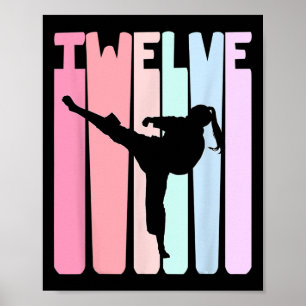 Kids 12th Birthday Retro Taekwondo Karate Girls 12 Poster