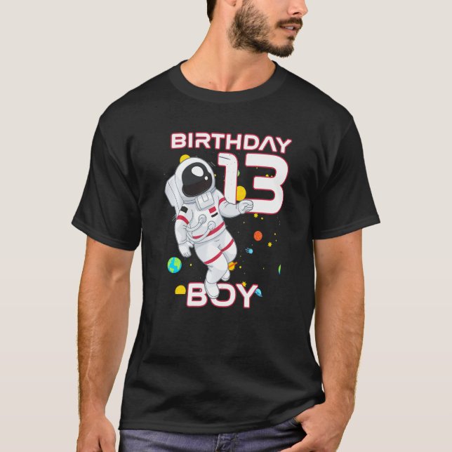 Kids 13 Year Old Birthday Astronaut 13th Birthday  T-Shirt (Front)