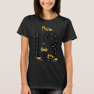 Kids 13th Birthday Crane Excavator Truck 13 Year O T-Shirt