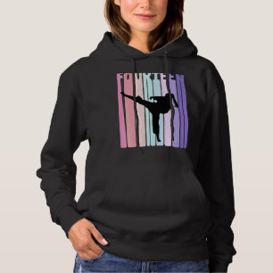 Kids 14th Birthday Retro Taekwondo Karate Girls 14 Hoodie