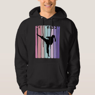 Kids 14th Birthday Retro Taekwondo Karate Girls 14 Hoodie