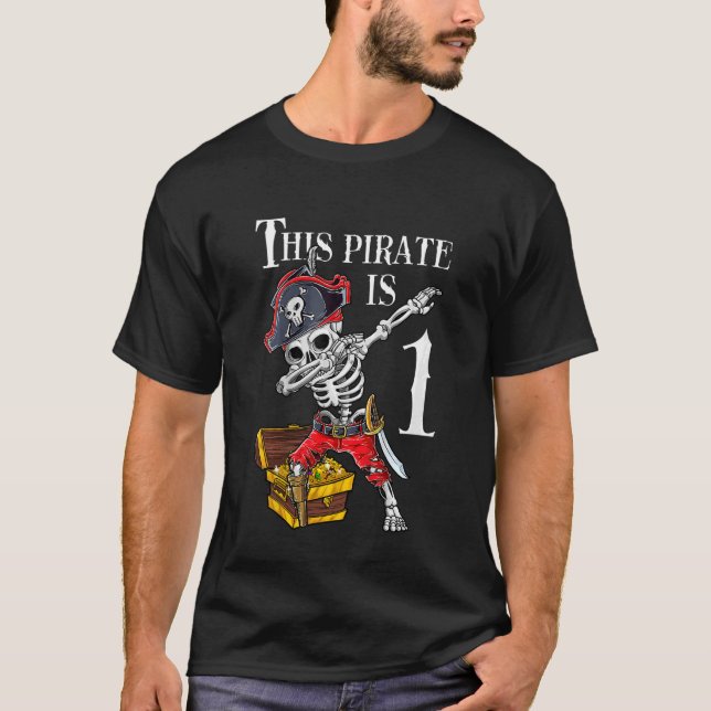 Kids 1 Year Old Pirate Birthday Dabbing Pirates Tr T-Shirt (Front)
