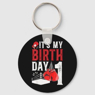 Kids 1st Birthday Boxing Boy 1 Year Old Boxer Bday Key Ring