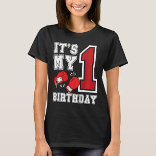 Kids 1st Birthday Boxing Boy 1 Year Old Boxer Bday T-Shirt