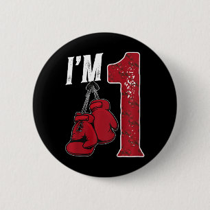 Kids 1st Birthday Boxing Boy One Year Old Boxer  6 Cm Round Badge