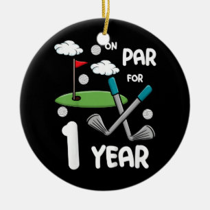 Kids 1st Birthday Golf Funny Golfer 1 Year Old Ceramic Ornament