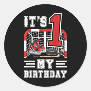 Kids 1st Birthday Ice Hockey Boy 1 Year Old Ice Ho Classic Round Sticker