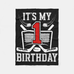Kids 1st Birthday Ice Hockey Boy 1 Year Old Ice Ho Fleece Blanket