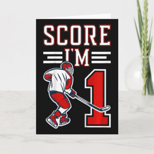 Kids 1st Birthday Ice Hockey Boy One Year Old Ice  Card