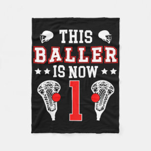 Kids 1st Birthday Lacrosse One Year Old Lacrosse P Fleece Blanket