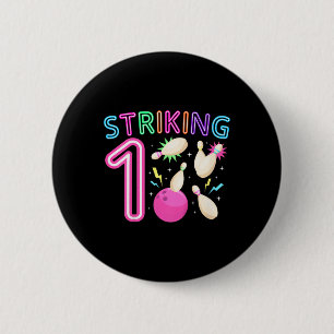 Kids 1st Birthday Party Bowling Girl 1 Year Old Bo 6 Cm Round Badge