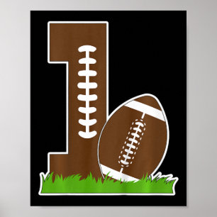 Kids 1st Birthday Party Football Boy One Year Old Poster