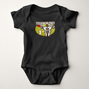 Kid's 1st Birthday Today I'm One! Cute Cow Baby Bodysuit