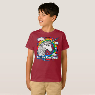 Kid's 1st Birthday Unicorn Rainbow Today I'm One T-Shirt
