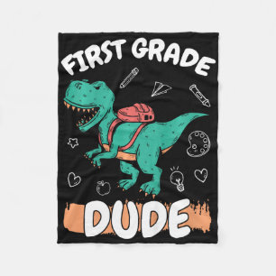 Kids 1st Grade Byck To School First Grade Dude Boy Fleece Blanket