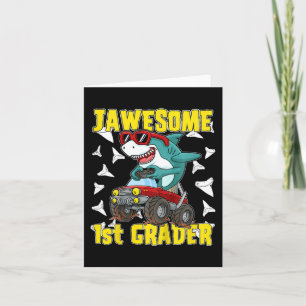 Kids 1st Grade Monster Truck Dinosaur Megalodon Sh Card