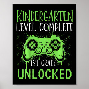 Kids 1st Grade Unlocked Gamer School Kindergarten Poster