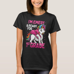 Kids 1st Grader Unicorn I'm Emery And Ready For Fi T-Shirt