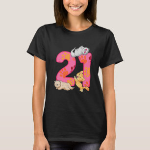 Kids 21st Birthday Kittens Balloon Cat Paw Themed  T-Shirt