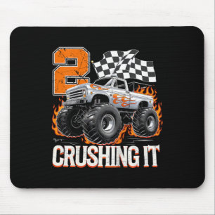 Kids 2 Crushing It Monster Truck Cool 2nd Birthday Mouse Pad